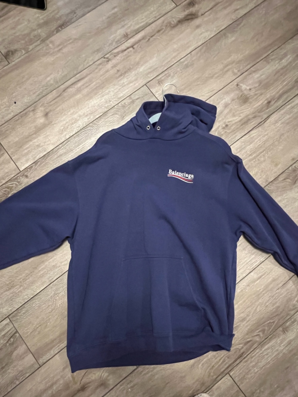Balenciaga Navy Blue Logo Hoodie